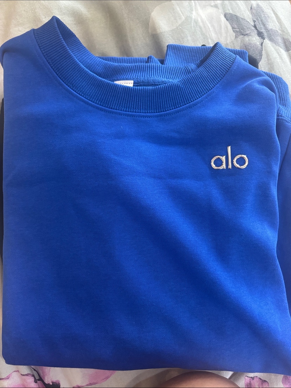 ALO Yoga Crewneck Sweatshirt in Royal Blue with White Logo
